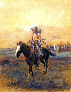  1907 obras - monturas de caballería para los valientes 1907 Charles Marion Russell Indios Americanos